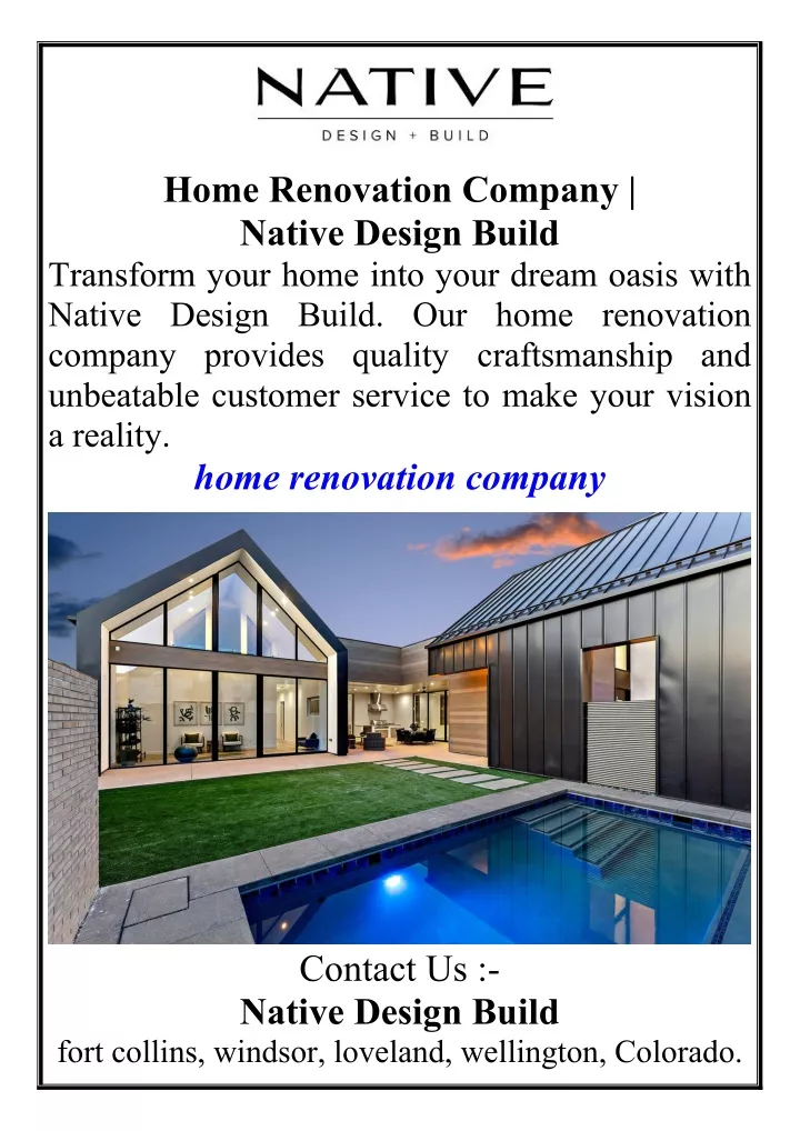 home renovation company native design build