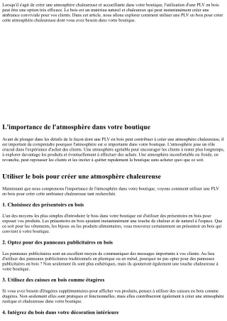 Comment créer une atmosphère chaleureuse avec une PLV en bois dans votre boutiqu
