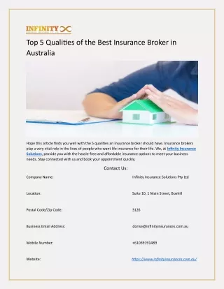 Top 5 Qualities of the Best Insurance Broker in Australia