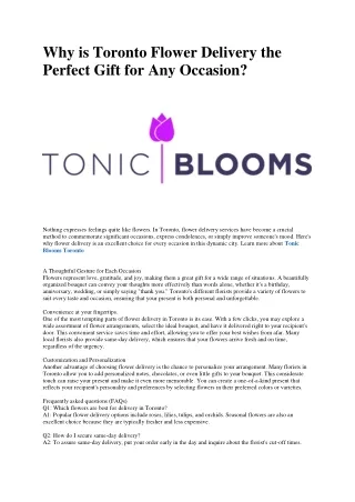 Tonic Blooms | Toronto flower delivery