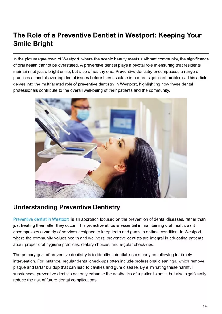 the role of a preventive dentist in westport