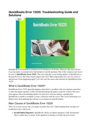 QuickBooks Error 15225: Easy Fixes and Troubleshooting Tips