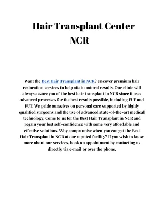Hair Transplant Center