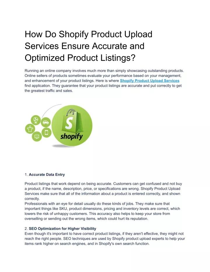 how do shopify product upload services ensure