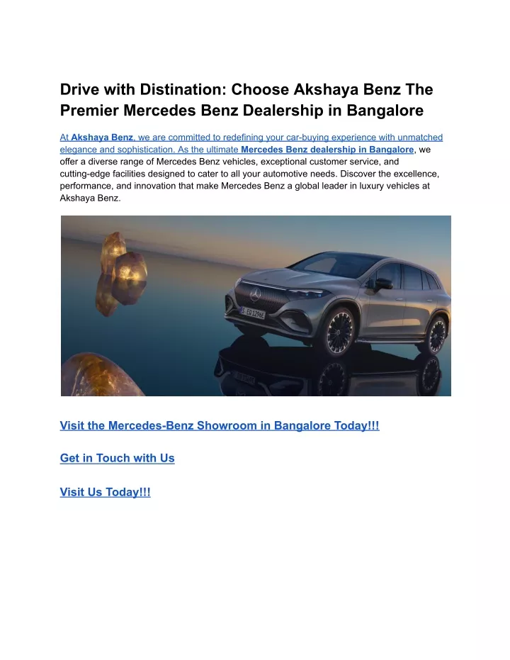 drive with distination choose akshaya benz