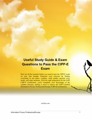 Useful Study Guide & Exam Questions to Pass the CIPP-E Exam