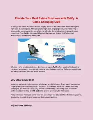 Elevate Your Real Estate Business with Relify_ A Game-Changing CMS