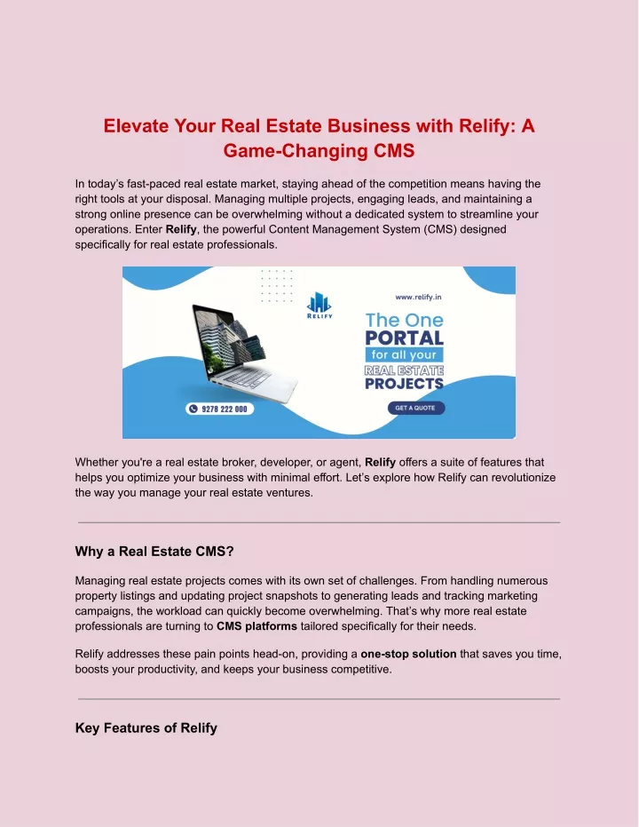 elevate your real estate business with relify