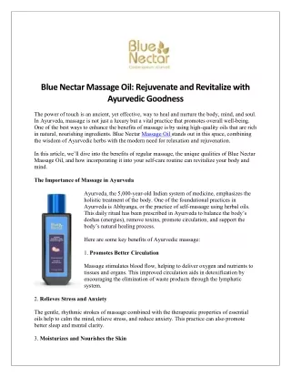 Blue Nectar Massage Oil Rejuvenate and Revitalize with Ayurvedic Goodness