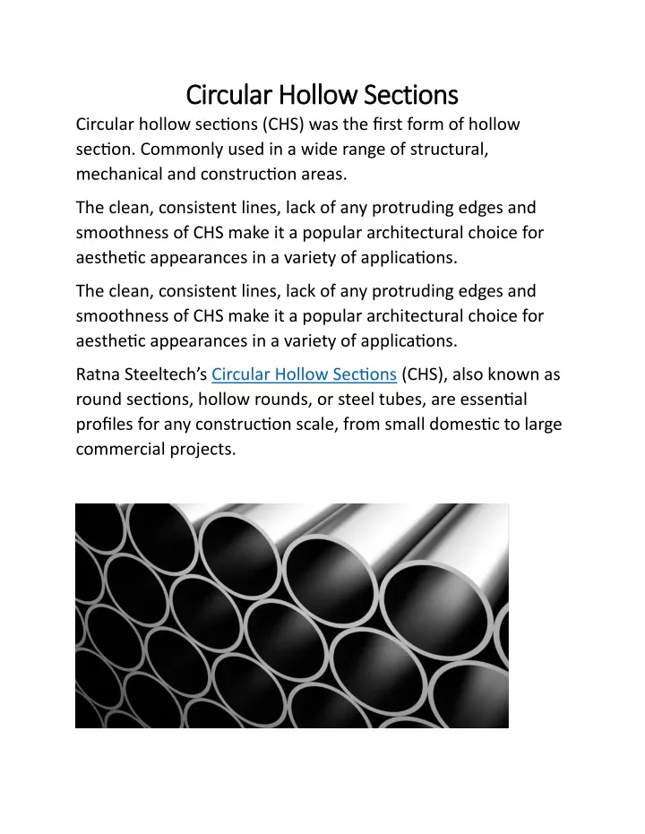 circular hollow sections circular hollow sections