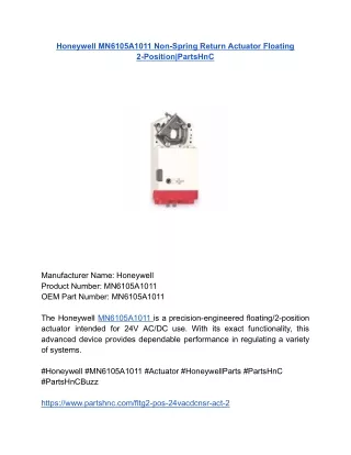 Honeywell MN6105A1011 Non-Spring Return Actuator Floating 2-Position_PartsHnC