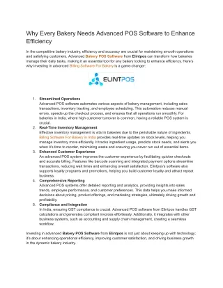 Why Every Bakery Needs Advanced POS Software to Enhance Efficiency