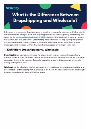 What is the Difference Between Dropshipping and Wholesale?