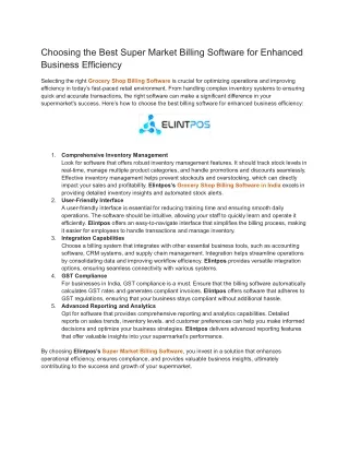 Choosing the Best Super Market Billing Software for Enhanced Business Efficiency