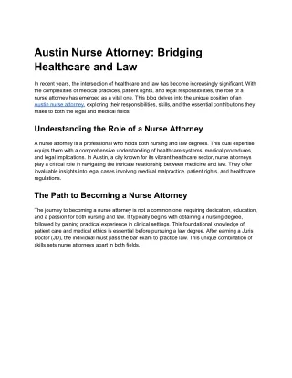 Austin Nurse Attorney_ Bridging Healthcare and Law