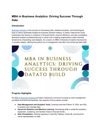 MBA in Business Analytics_ Driving Success Through Data