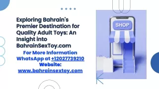 Discover Pleasure at Bahrain's Premier Adult Toy Store- bahrainsextoy.com