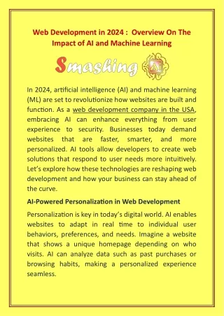 Web Development in 2024  The Impact of AI and Machine Learning