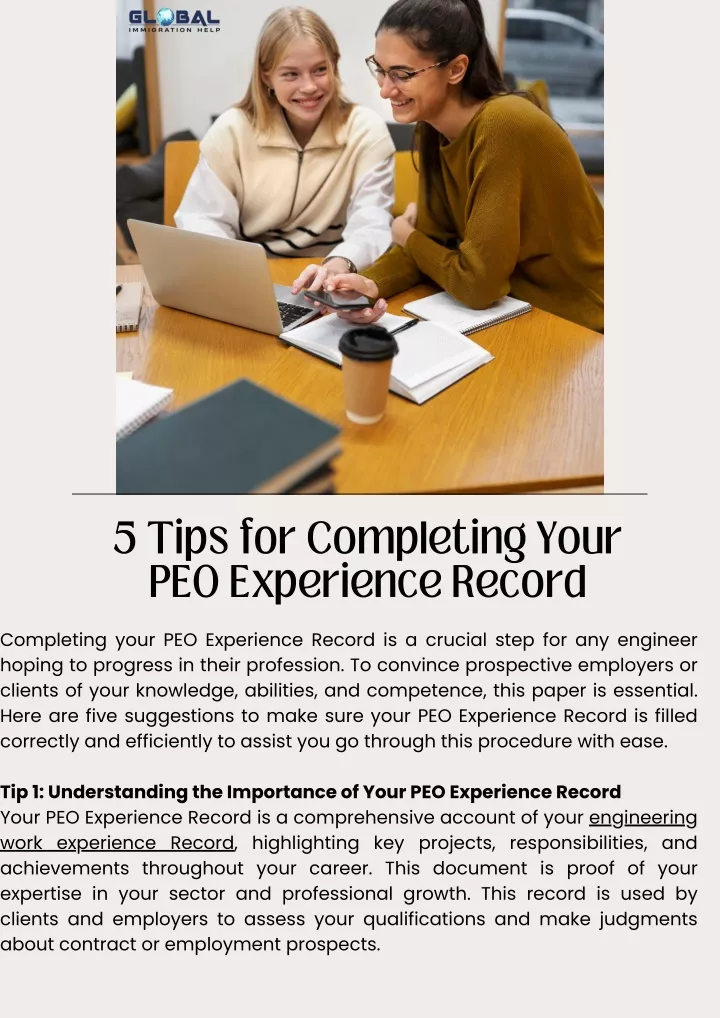 5 tips for completing your peo experience record