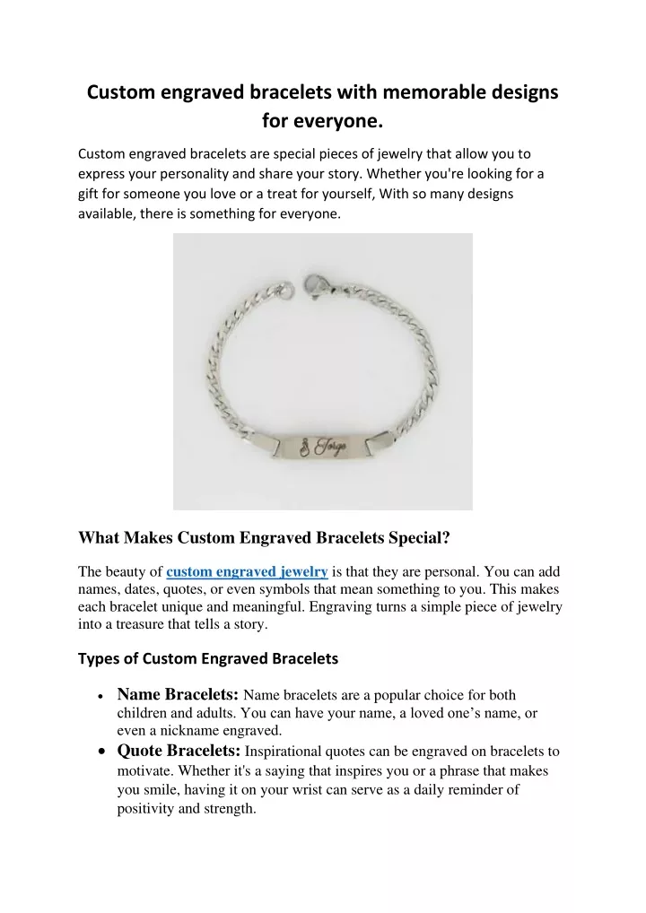 custom engraved bracelets with memorable designs