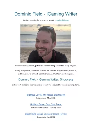 dominic field igaming writer