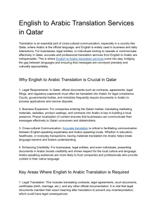 English to Arabic Translation Services in Qatar