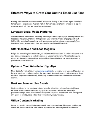 effective ways to grow your austria email list