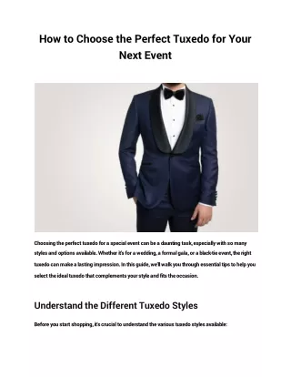 how to choose the perfect tuxedo for your next event
