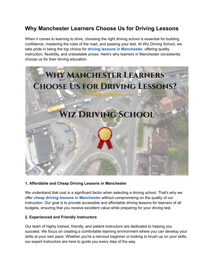 why manchester learners choose us for driving