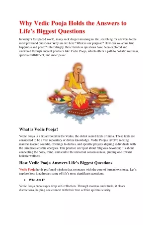 Why Vedic Pooja Holds the Answers to Life’s Biggest Questions