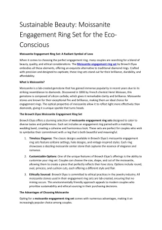Sustainable Beauty: Moissanite Engagement Ring Set for the Eco-Conscious