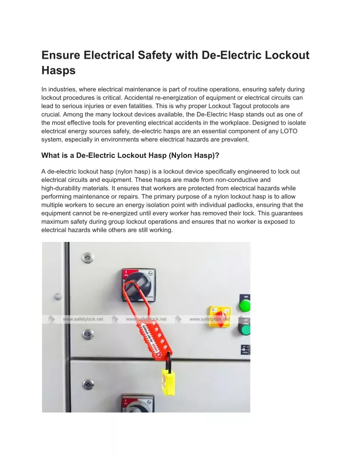 ensure electrical safety with de electric lockout