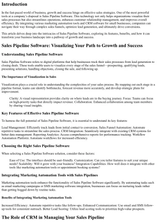 Sales Pipeline Software: Visualizing Your Path to Growth and Success