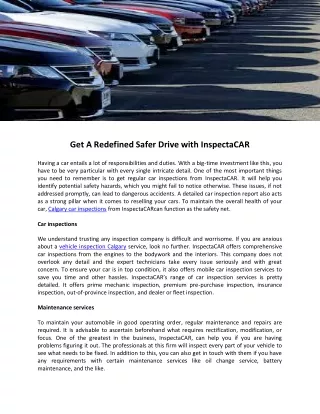 Get A Redefined Safer Drive with InspectaCAR