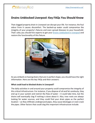 Drains Unblocked Liverpool Key FAQs You Should Know