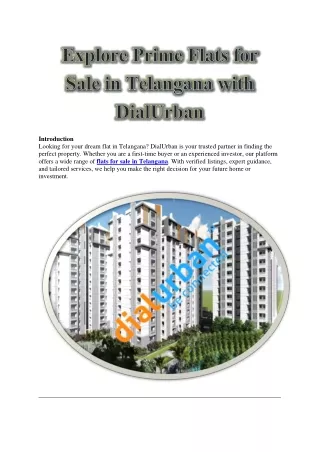 Explore Prime Flats for Sale in Telangana with DialUrban