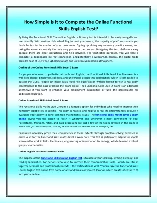 How Simple Is It to Complete the Online Functional Skills English Test