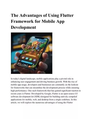 the advantages of using flutter framework