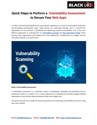 Quick Steps to Perform a Vulnerability Assessment to Secure Your Web Apps