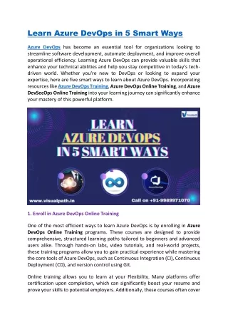 learn azure devops in 5 smart ways