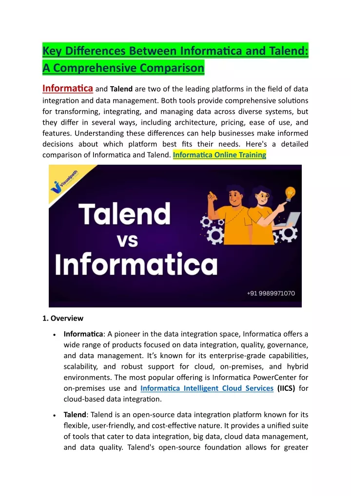 key differences between informatica and talend