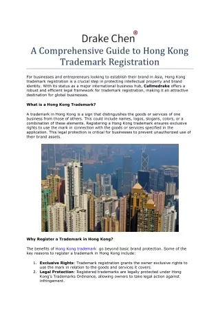 A Guide to Hong Kong Trademark