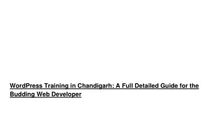 WordPress Training in Chandigarh