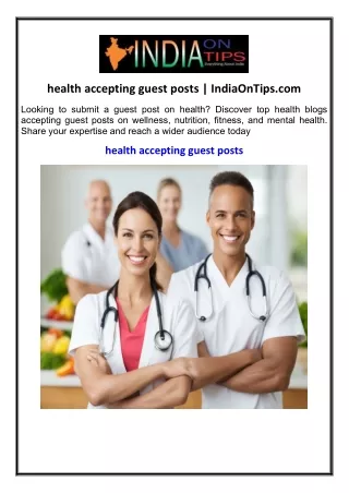 health accepting guest posts | IndiaOnTips.com