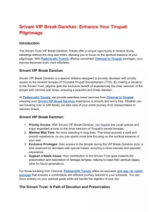 Srivani VIP Break Darshan_ Enhance Your Tirupati Pilgrimage