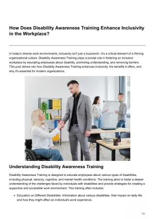 how does disability awareness training enhance