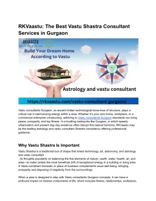 RKVaastu: The Best Vastu Shastra Consultant Services in Gurgaon