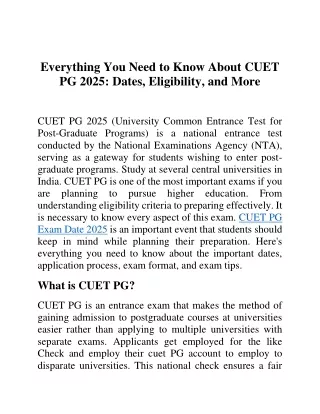 everything you need to know about cuet pg 2025