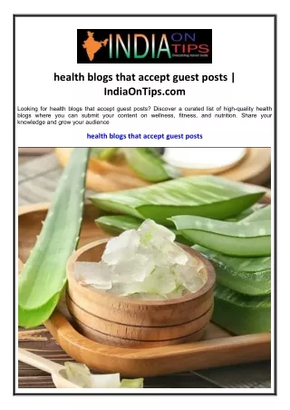 health blogs that accept guest posts | IndiaOnTips.com