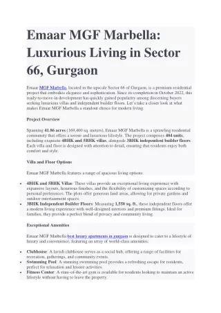 emaar mgf marbella luxurious living in sector